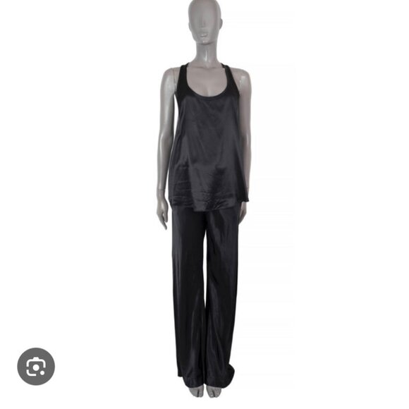 ETRO 2022 Satin Flared Black Wide-Leg Black Viscose Elegant Trouser Pants - Picture 2 of 15